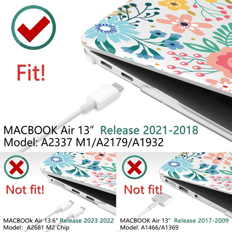 TWOLSKOO TwoL Case for MacBook Air 13 inch  Plastic Hard Shell Case Cover Keyboard Skin & Screen Protector Compatible with MacBook Air 13 inch 2021 2020 2019 2018 Model A2337 M1 A2179 A1932  Abstract Flower - Image 2